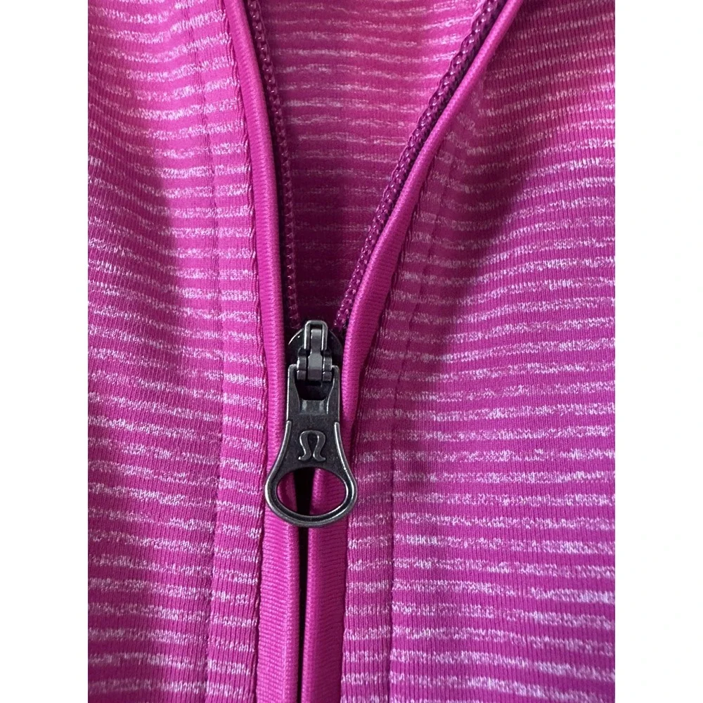Lululemon Size 6 Running Y2K Kriss Cross 1/2 Zip Pink Stripe Pullover Jacket